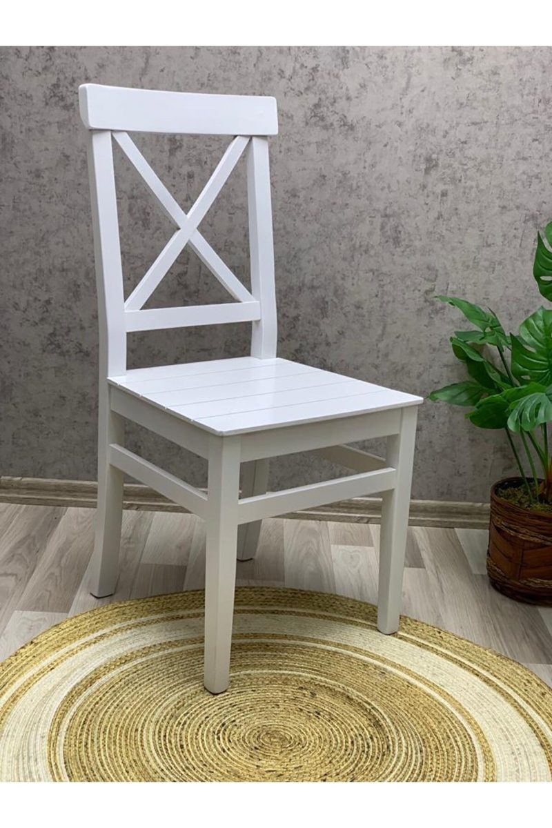 KUZET VİNTAGE TARZI BAHÇE BALKON TERAS AHŞAP LAKE BEYAZ CİLALI SANDALYE
