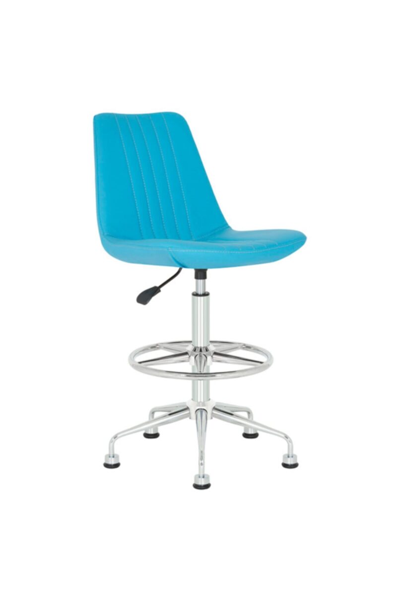 MAVİ YONCA METAL AYAKLI AYARLANABİLİR BAR SANDALYESİ. METAL BAR TABURES BL036