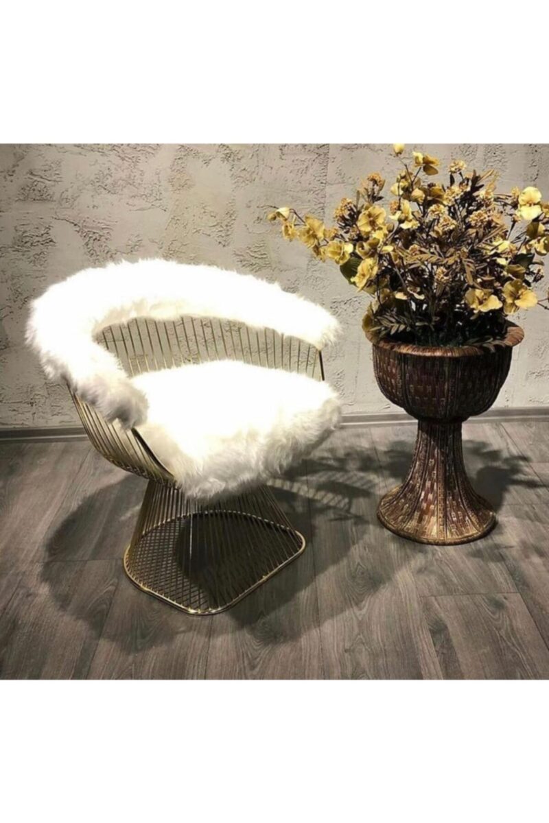PELUŞ PUF PLATNER BERJER BEYAZ SD55247